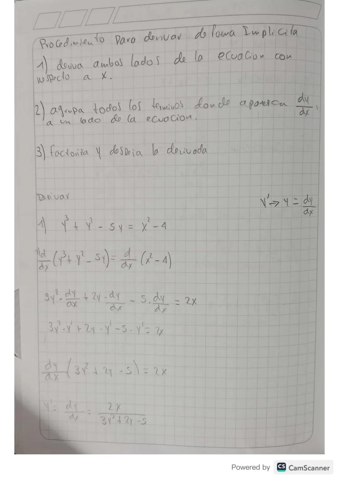 Derivación Implicita
Se utiliza Cuando en
dificil despejor Y
una expuosion algebraica of
forma explicita:
V = 2x+5
Y=3x+1
forma Implicita: √