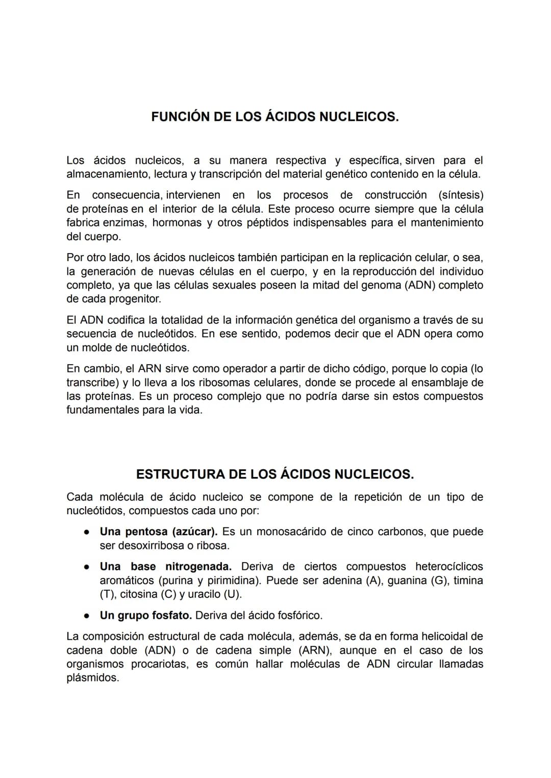 ACIDOS NUCLEICOS.
Los ácidos nucleicos son un tipo importante de macromoléculas presentes en todas
las células y virus. Las funciones de los