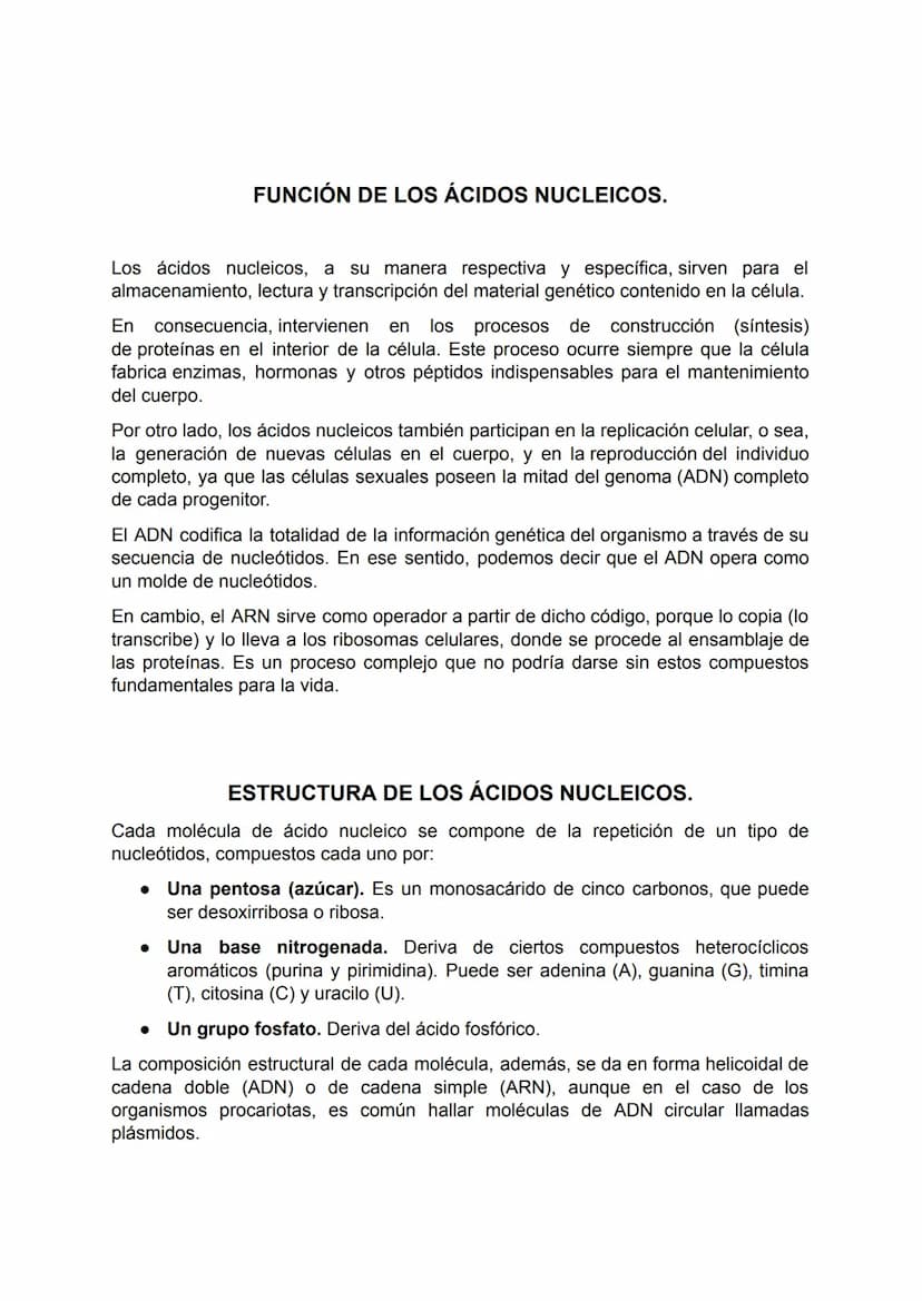 ACIDOS NUCLEICOS.
Los ácidos nucleicos son un tipo importante de macromoléculas presentes en todas
las células y virus. Las funciones de los