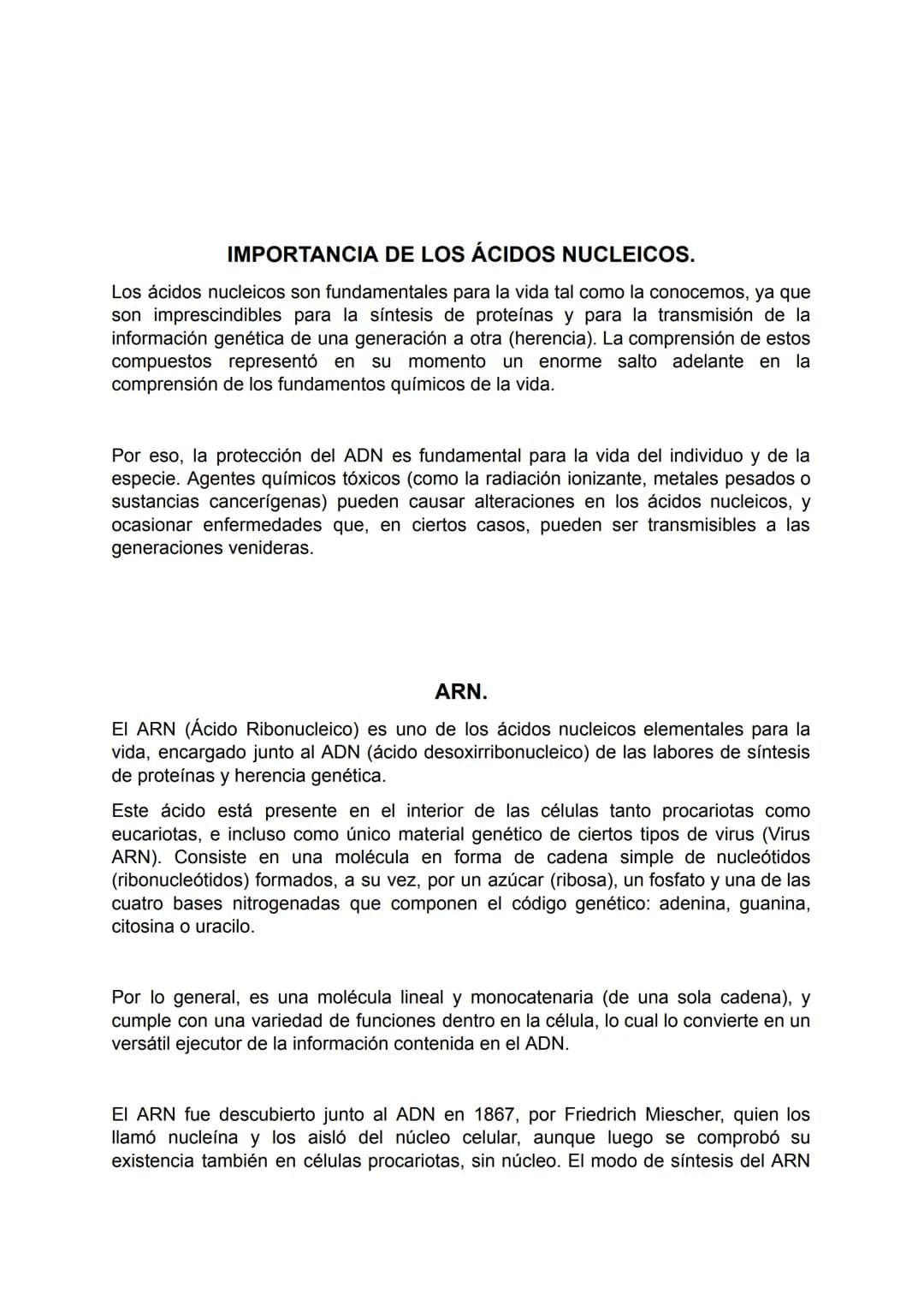 ACIDOS NUCLEICOS.
Los ácidos nucleicos son un tipo importante de macromoléculas presentes en todas
las células y virus. Las funciones de los