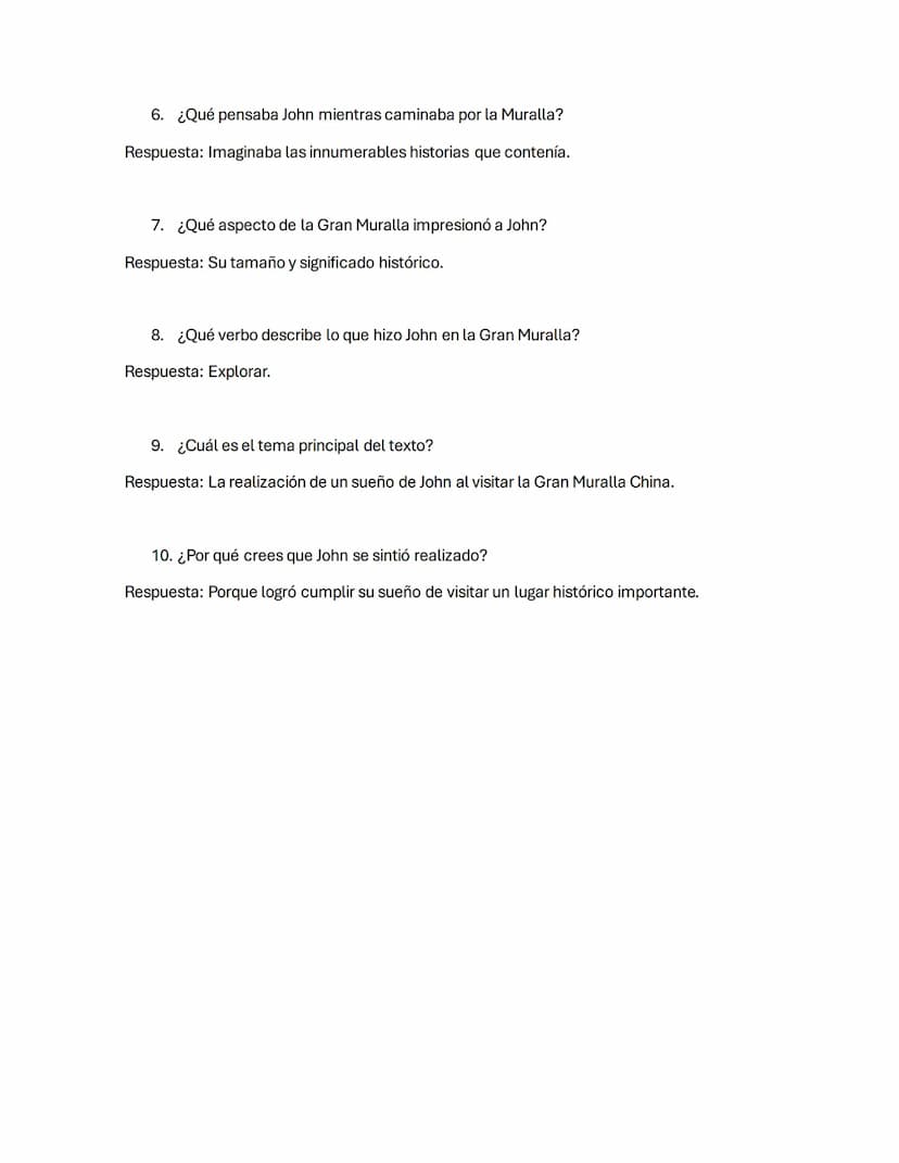TALLER DE INGLÉS - COMPRENSIÓN DE LECTURA
Instrucciones: Lee el siguiente texto y responde las preguntas.
Texto:
"John had always dreamed of