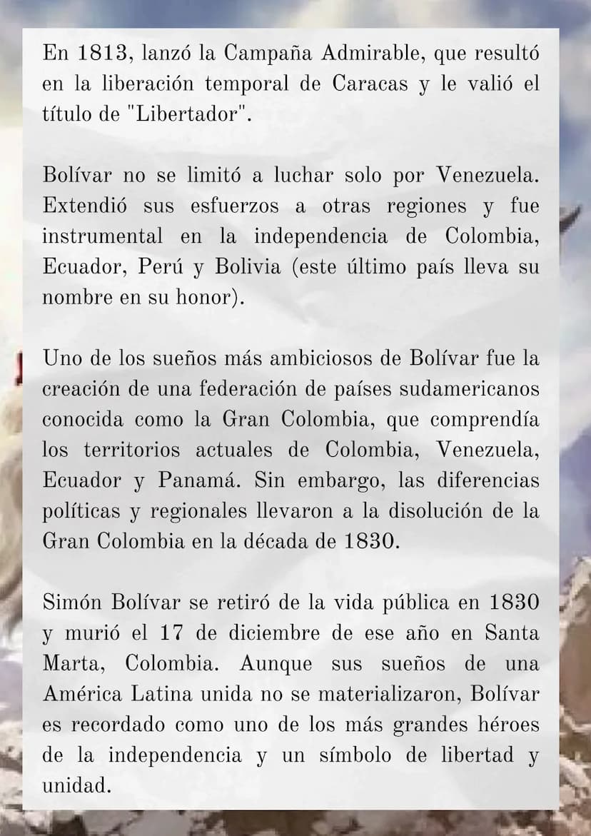 SIMÓN BOLÍVAR
(1.783 1.830)
-
Nació el 24 de julio de 1783 en Caracas, en el
entonces Virreinato de Nueva Granada.
de
Bolívar nació en una f