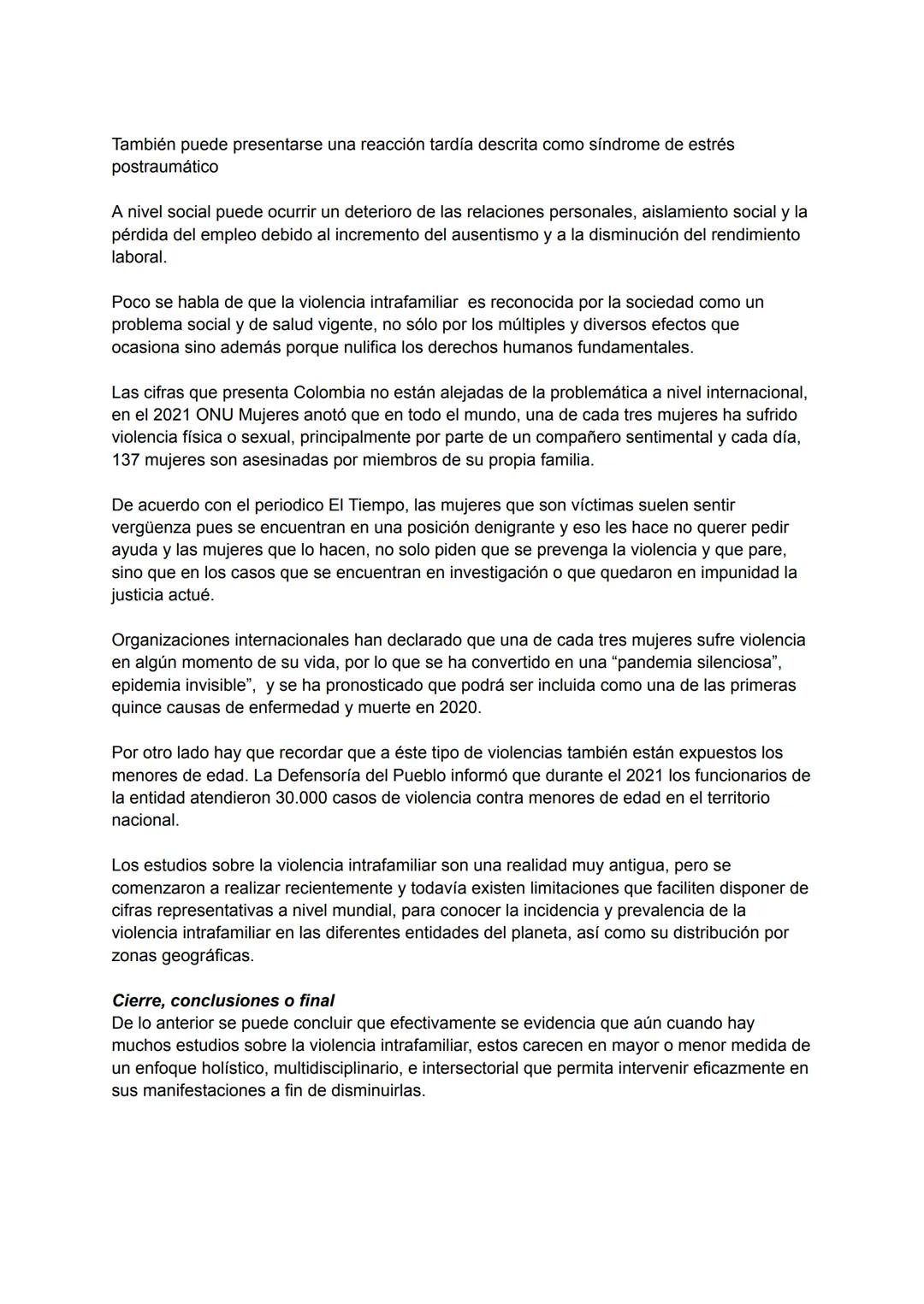 Introducción

"Piensen en algo es muy poco probable que Alguna vez una víctima de violencia
intrafamiliar les haya contado su historia, verd