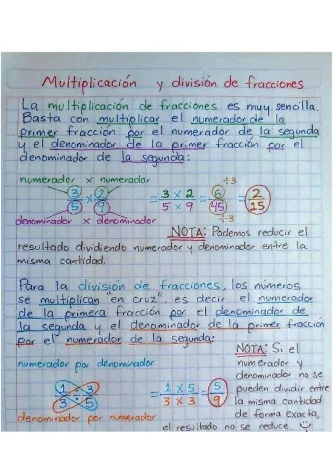 Multiplicacion y division de fracciones 