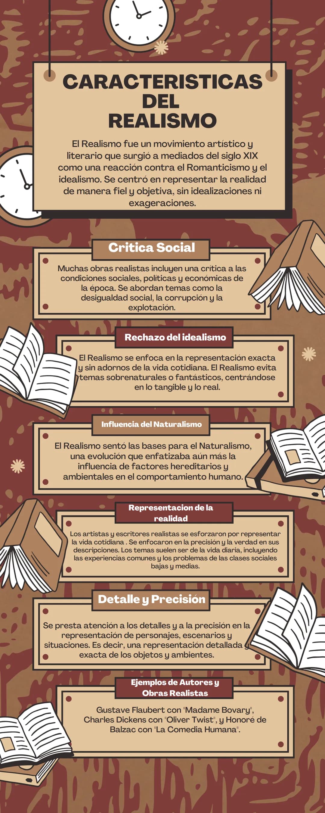 $
CARACTERISTICAS
DEL
REALISMO
El Realismo fue un movimiento artístico y
literario que surgió a mediados del siglo XIX
como una reacción con
