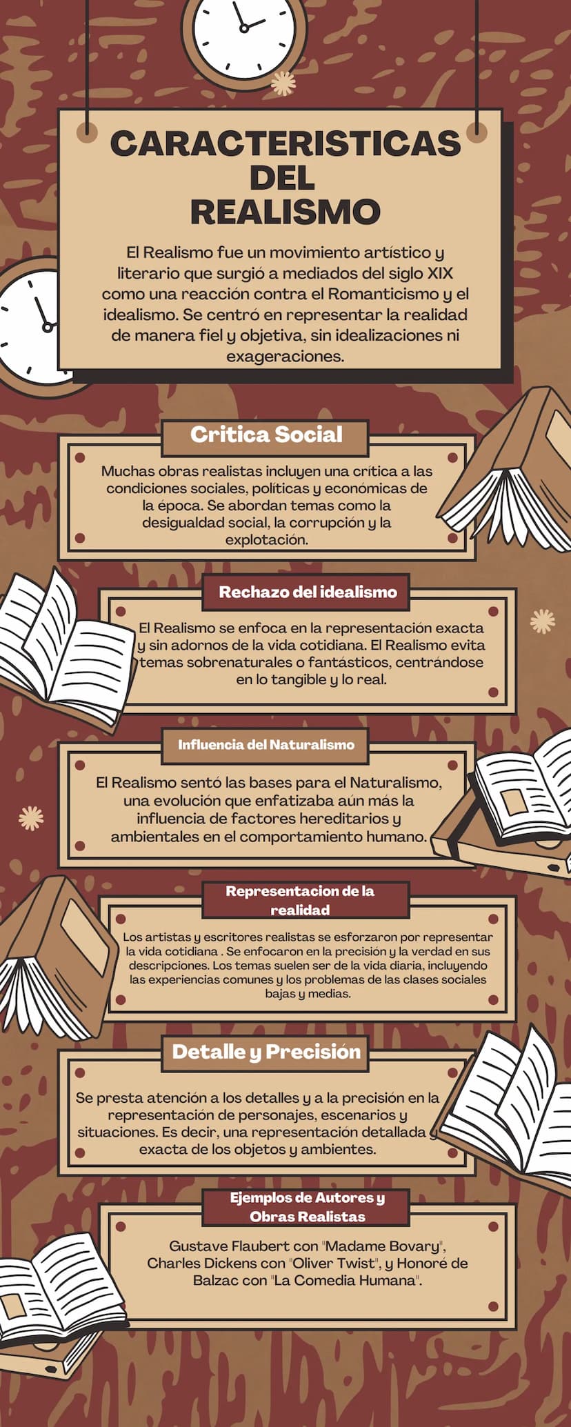$
CARACTERISTICAS
DEL
REALISMO
El Realismo fue un movimiento artístico y
literario que surgió a mediados del siglo XIX
como una reacción con