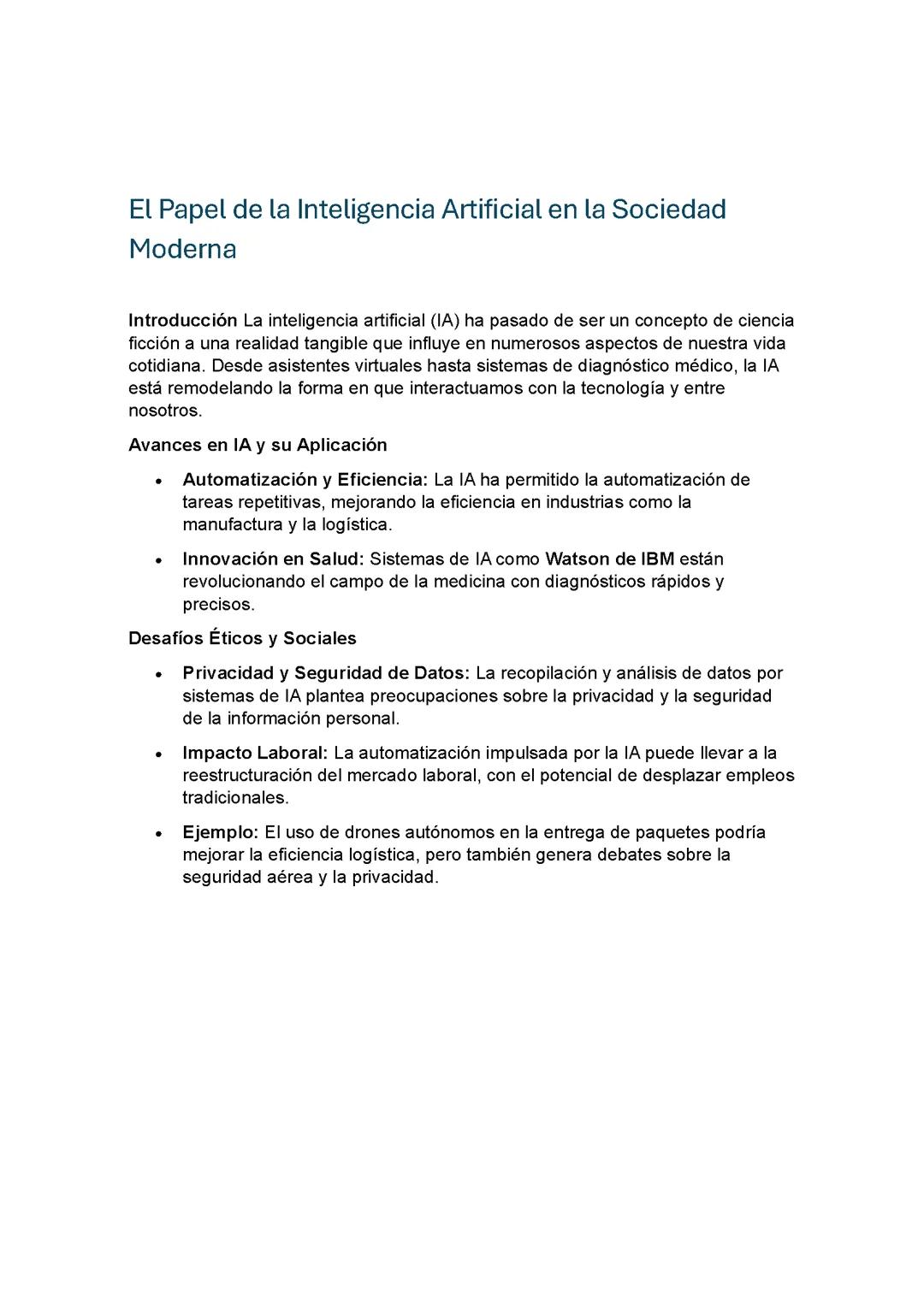 El Papel de la Inteligencia Artificial en la Sociedad Moderna