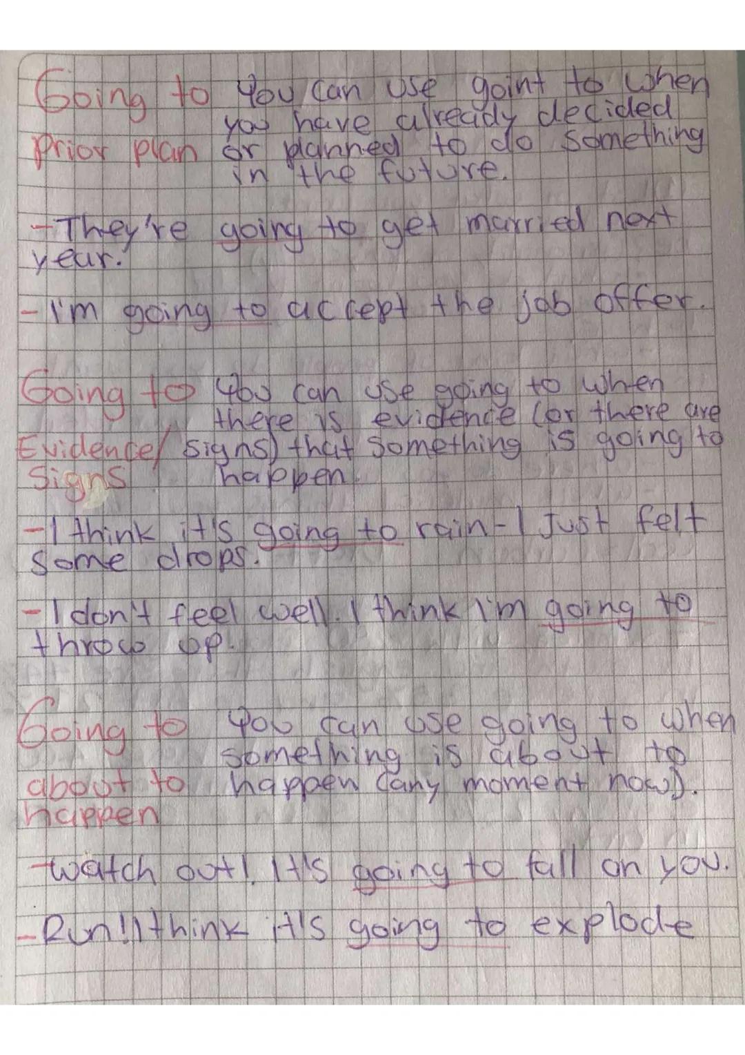 Win
VS
Going to
Both will and going to can be used
for making predictions about the
future.
-I think it's going to rain later
-I will help y