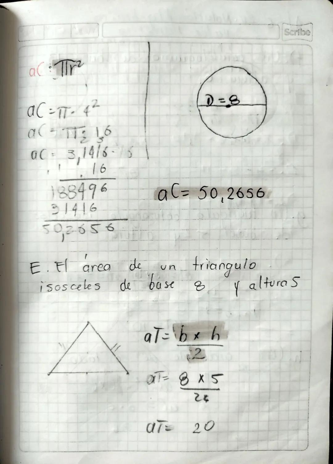 2905 2024
Scribe
Valor Numerico Expresiones.
Algebraicas con Geometria

Ejercicios:

1. Halle el area de las
siguientes fiquras geometricas.