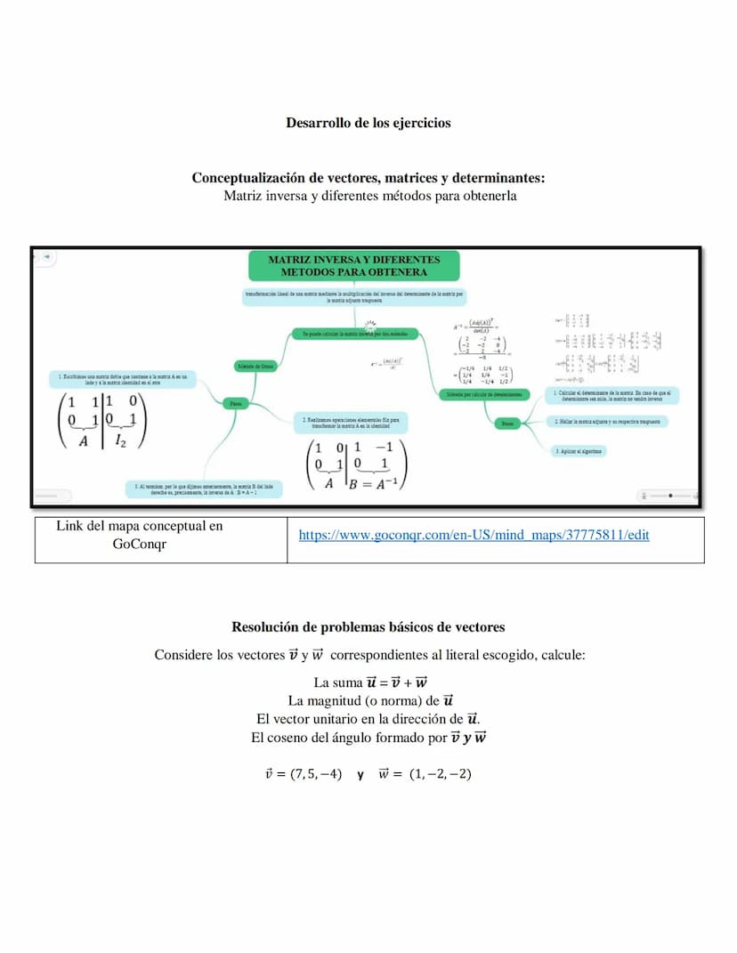 1. Escribimos una matriz doble que contiene a la matriz A en un
lado y a la matria identidad en el otro
1
0
(L)
A
10
Desarrollo de los ejerc