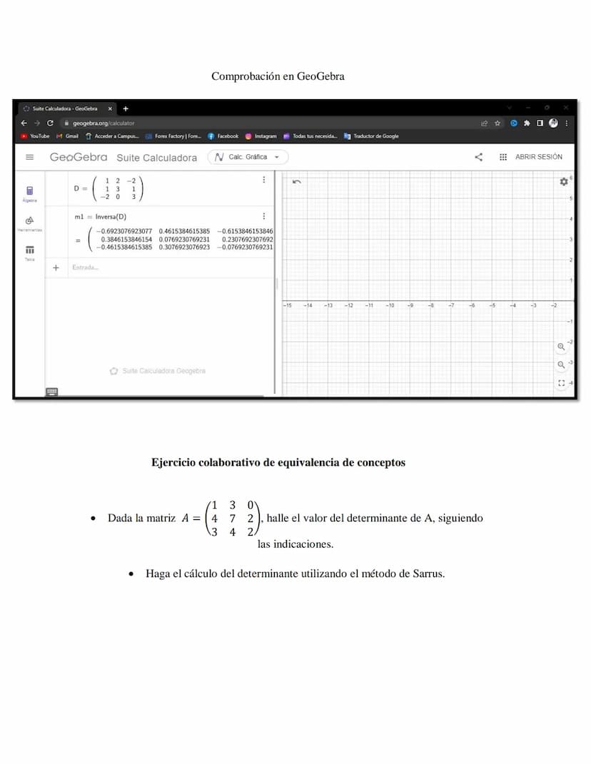 1. Escribimos una matriz doble que contiene a la matriz A en un
lado y a la matria identidad en el otro
1
0
(L)
A
10
Desarrollo de los ejerc