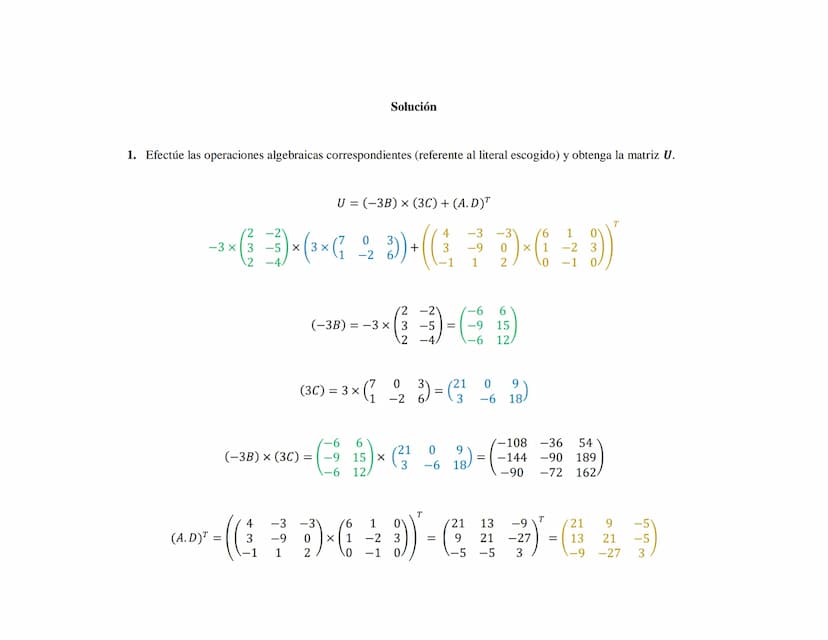 1. Escribimos una matriz doble que contiene a la matriz A en un
lado y a la matria identidad en el otro
1
0
(L)
A
10
Desarrollo de los ejerc