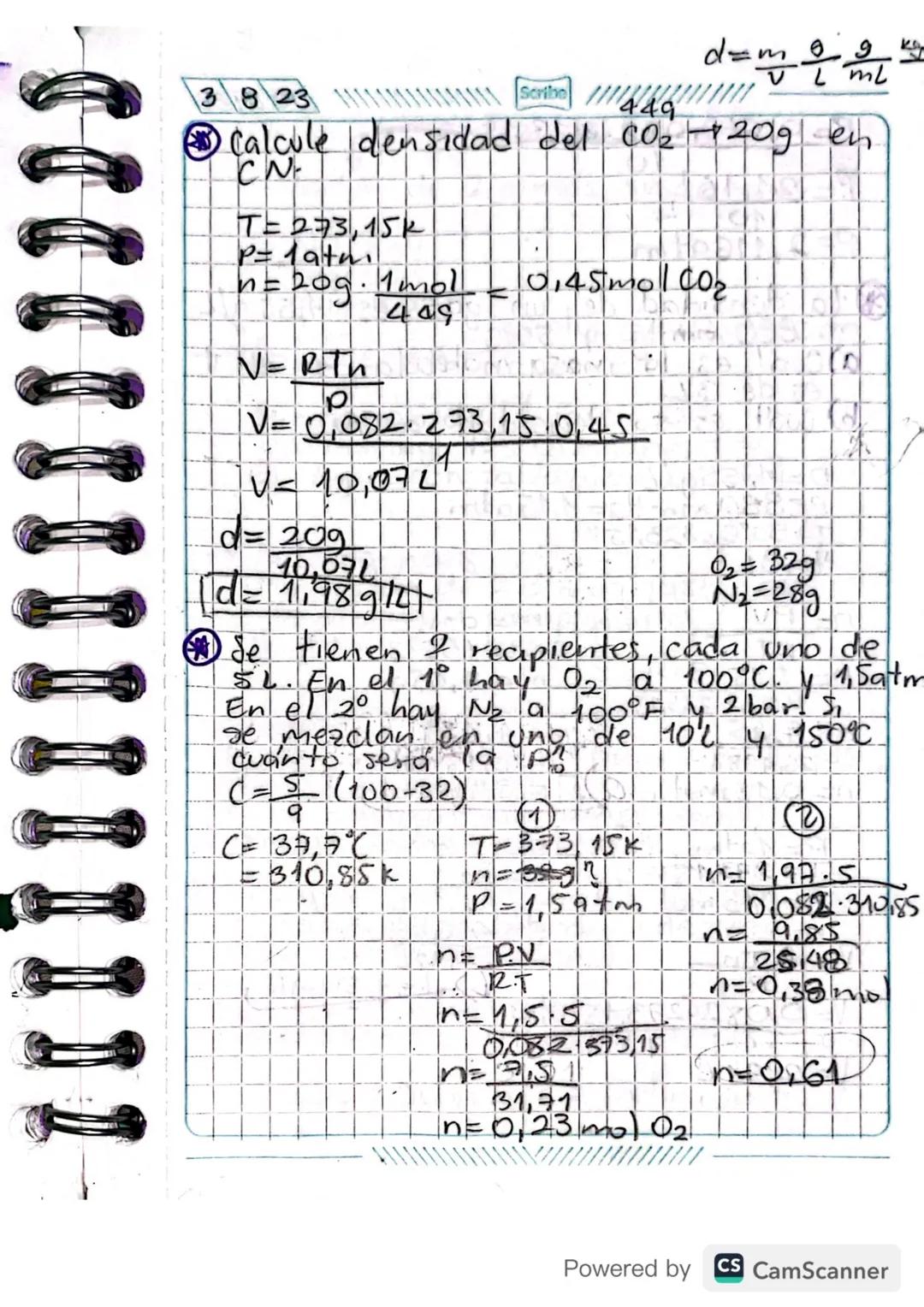 Scribe
Ecuación General de.
Los Gases.
PAVP = PaTon
P.V= R.T.n
P= Presion
27/07/23
Si me dan
masa, en vez
de moles, debo
usar la masa
molecu