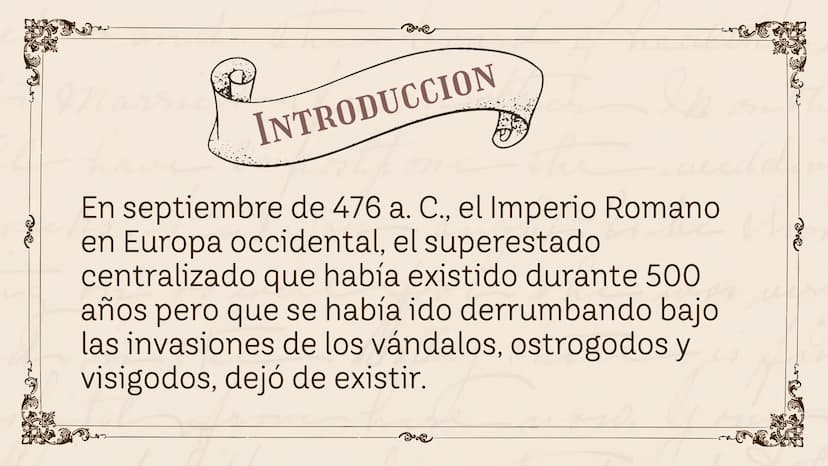нес
LA CAIDA DEL
he
IMPERIO ROMANO
Dalley ther
now.
го INTRODUCCION
En septiembre de 476 a. C., el Imperio Romano
en Europa occidental, el s