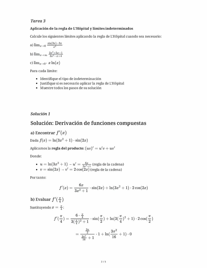 # Cálculo Diferencial: Técnicas y Aplicaciones de la Derivada

29 May 2025

## Tarea 1

Derivación de funciones compuestas y aplicación de l