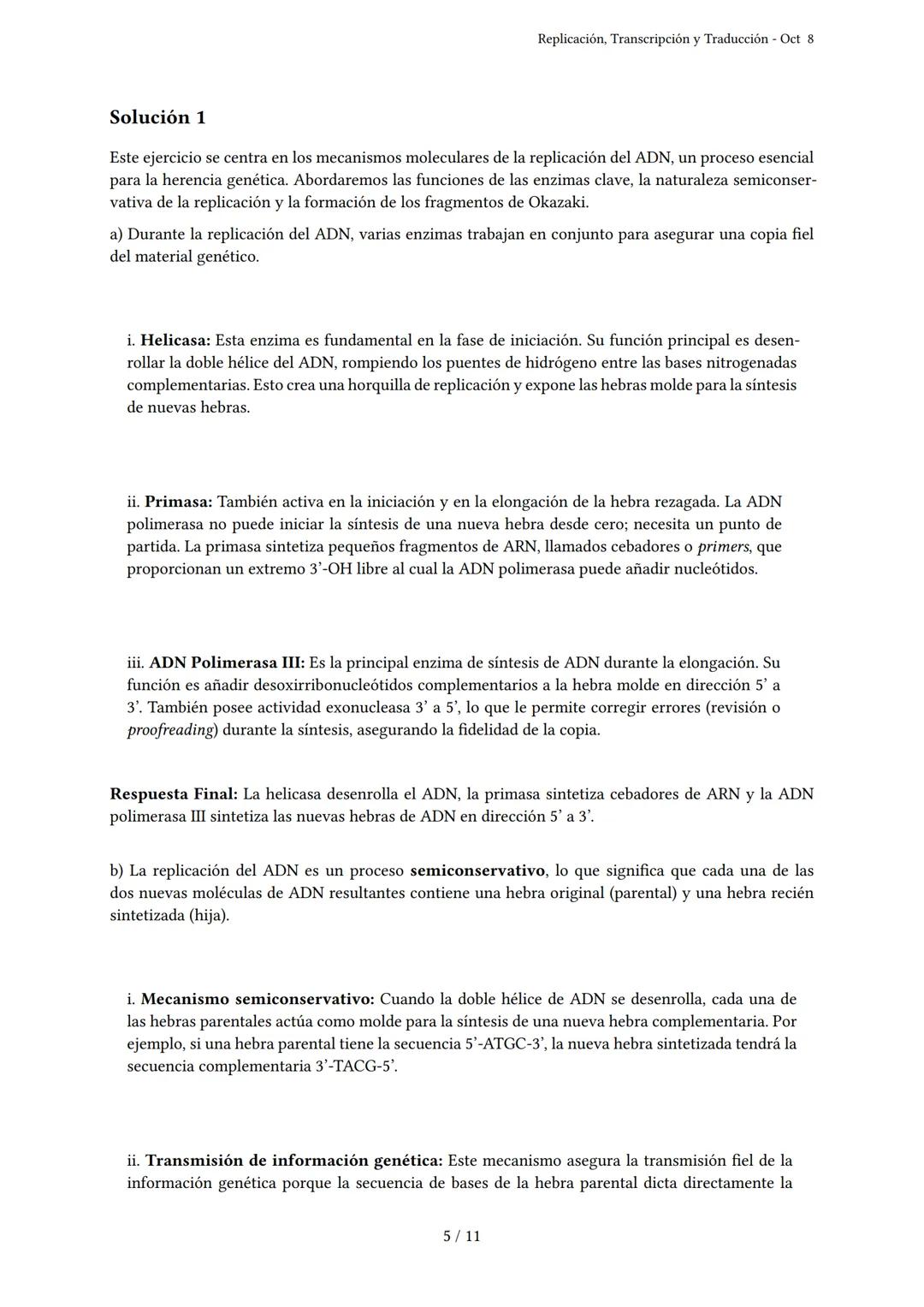 # Replicación, Transcripción y Traducción

Generado por Cielo Guzmán Barreto - Oct 8

Descripción: Este examen cubre los temas de replicació
