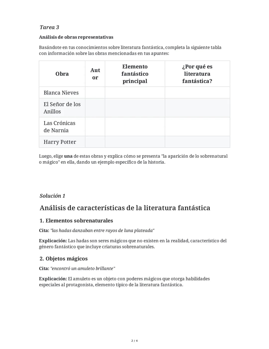 # Literatura Fantástica: Características, Elementos y Obras

10 June 2025

## Tarea 1

**Análisis de características de la literatura fantás