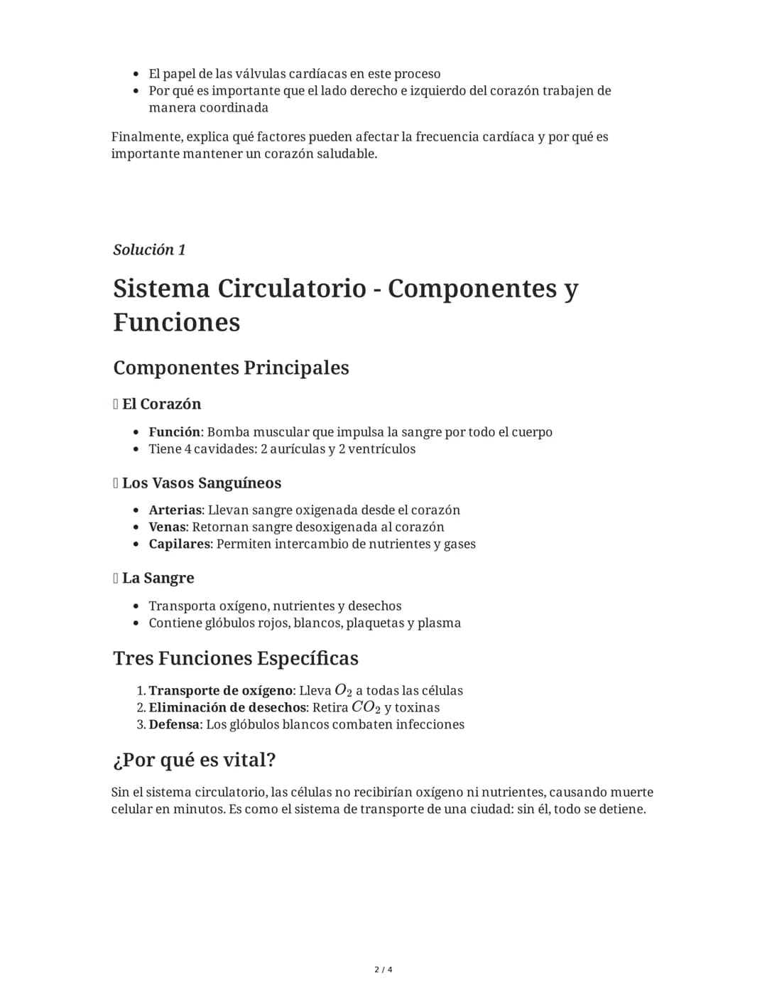 29 May 2025
Sistema Circulatorio Humano: Evaluación
Integral
Tarea 1
Sistema Circulatorio - Componentes y Funciones
El sistema circulatorio 