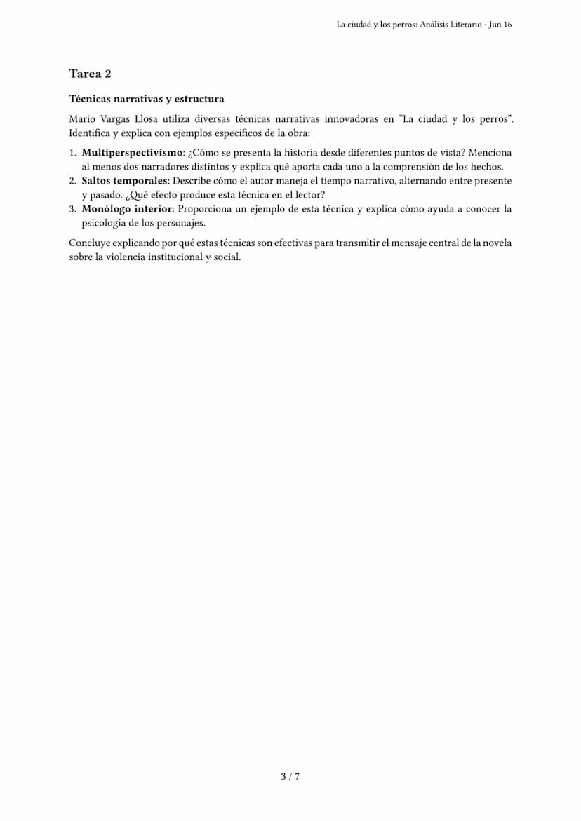 La ciudad y los perros: Análisis Literario
Generado por Gabriel Parodis - Jun 16
Descripción: Evaluación de comprensión y análisis de person