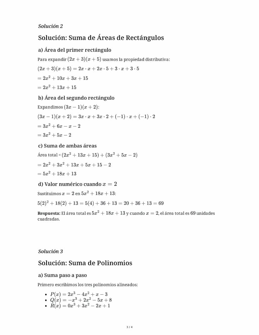 6 June 2025
Suma de Polinomios: Simplificación Algebraica
Tarea 1
Realiza las siguientes sumas de polinomios y simplifica el resultado:
a) (