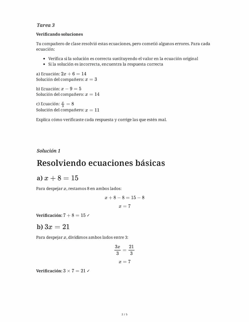# Resolución de Ecuaciones Algebraicas y el Concepto de Igualdad

3 June 2025

## Tarea 1

### Resolviendo ecuaciones básicas

Resuelve las 