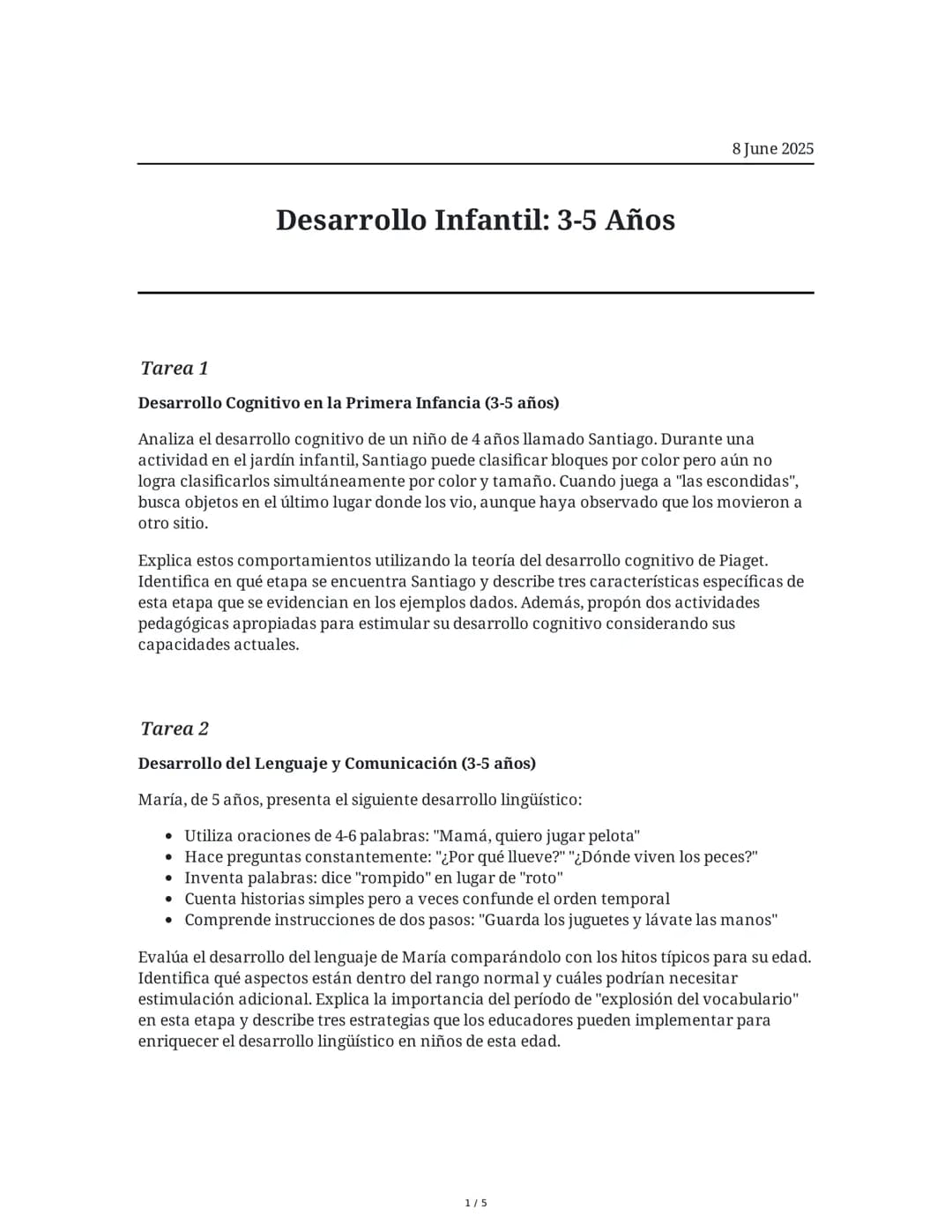 Desarrollo Infantil: 3-5 Años