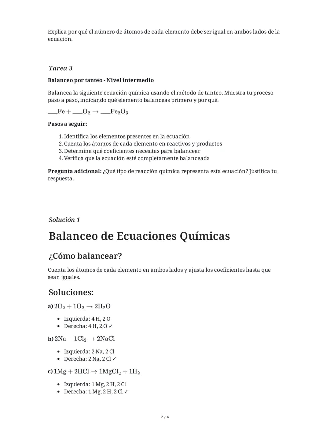 # Balanceo de Ecuaciones Químicas

28 May 2025

## Tarea 1

**Balanceo de ecuaciones químicas básicas**

Balancea las siguientes ecuaciones 