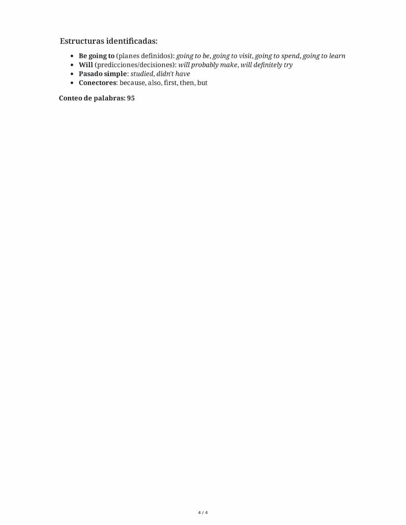 10 June 2025
Gramática Inglesa: Verbo 'to be' y Futuro
Tarea 1
Completa las siguientes oraciones eligiendo la forma correcta del futuro en i