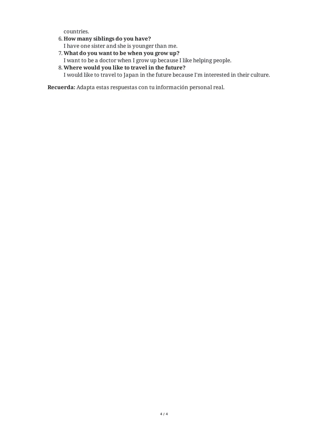 Preguntas 'Wh-': Comprensión y Uso
3 June 2025
Tarea 1
Completa las preguntas con la palabra interrogativa correcta (What, Where, When,
Who,