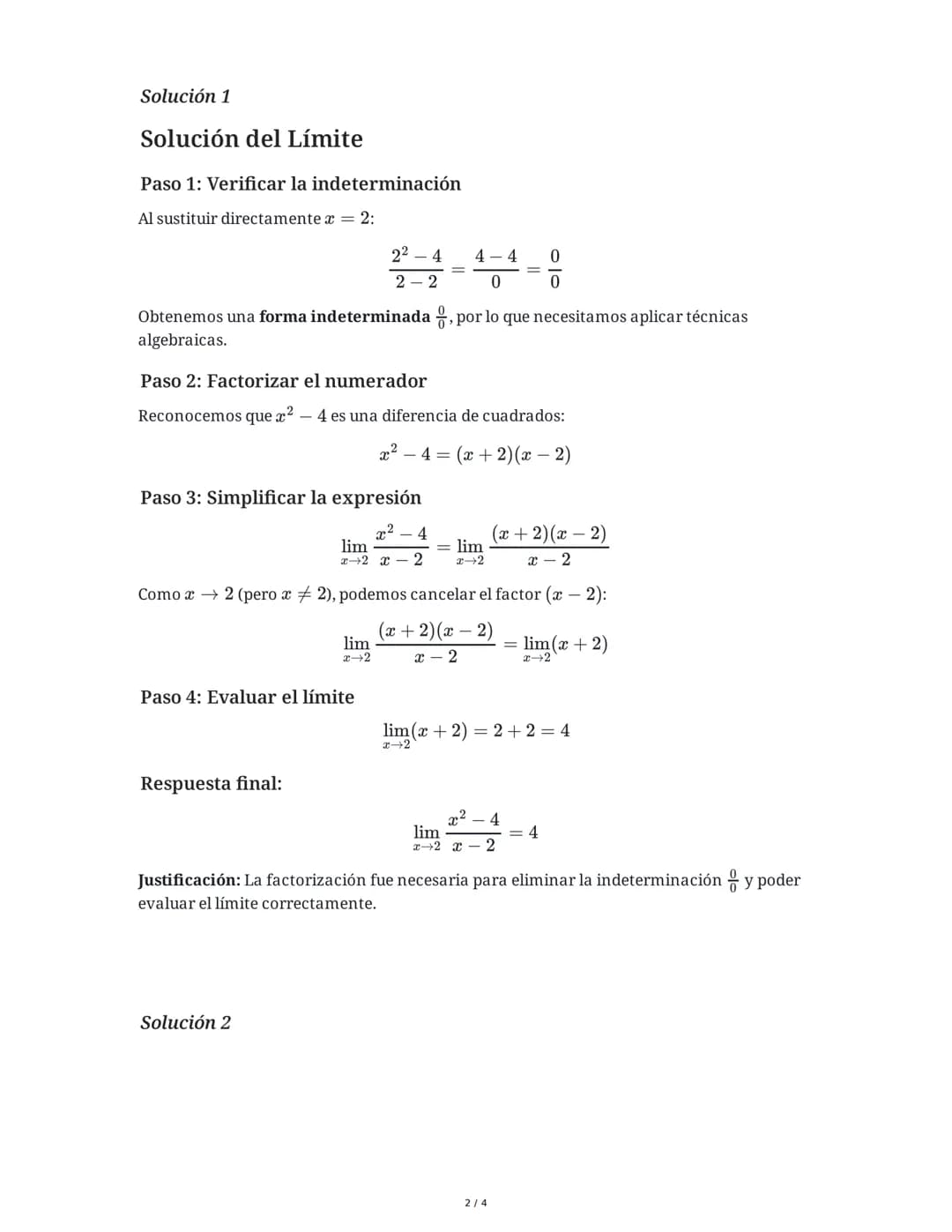 # Cálculo de Límites Algebraicos y Funciones Racionales

3 June 2025

## Tarea 1
Calcula el siguiente límite utilizando técnicas algebraicas