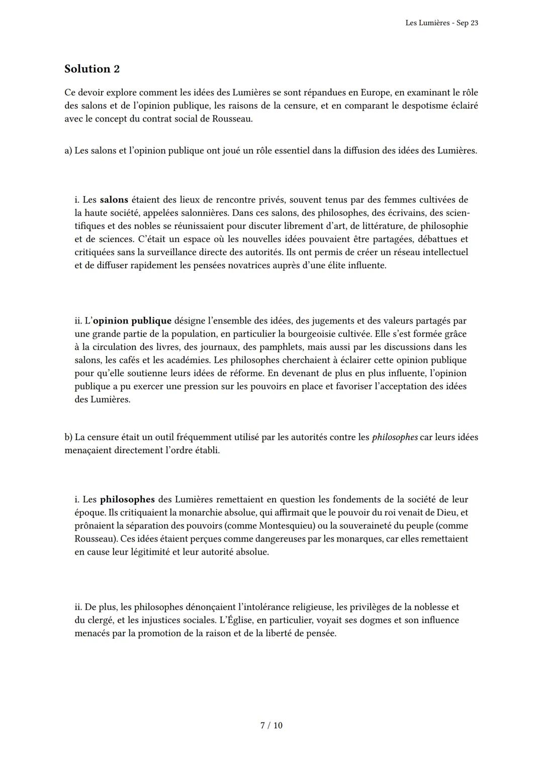 Les Lumières

Généré par Knowunity.fr - Sep 23

Description: Cet examen couvre le sujet des Lumières et leurs concepts clés en Histoire 4ème