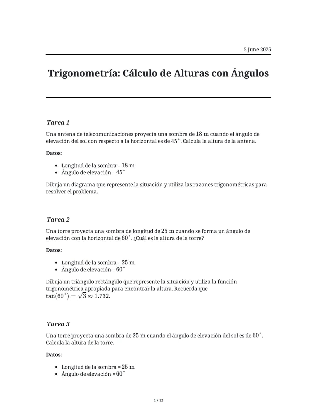 Trigonometría: Cálculo de Alturas con Ángulos