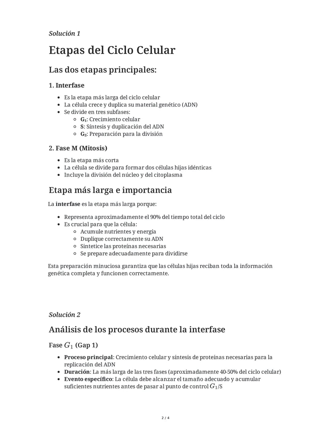 Ciclo Celular: Interfase y Mitosis
10 June 2025
Tarea 1
Identificación y descripción de las etapas del ciclo celular
El ciclo celular se div