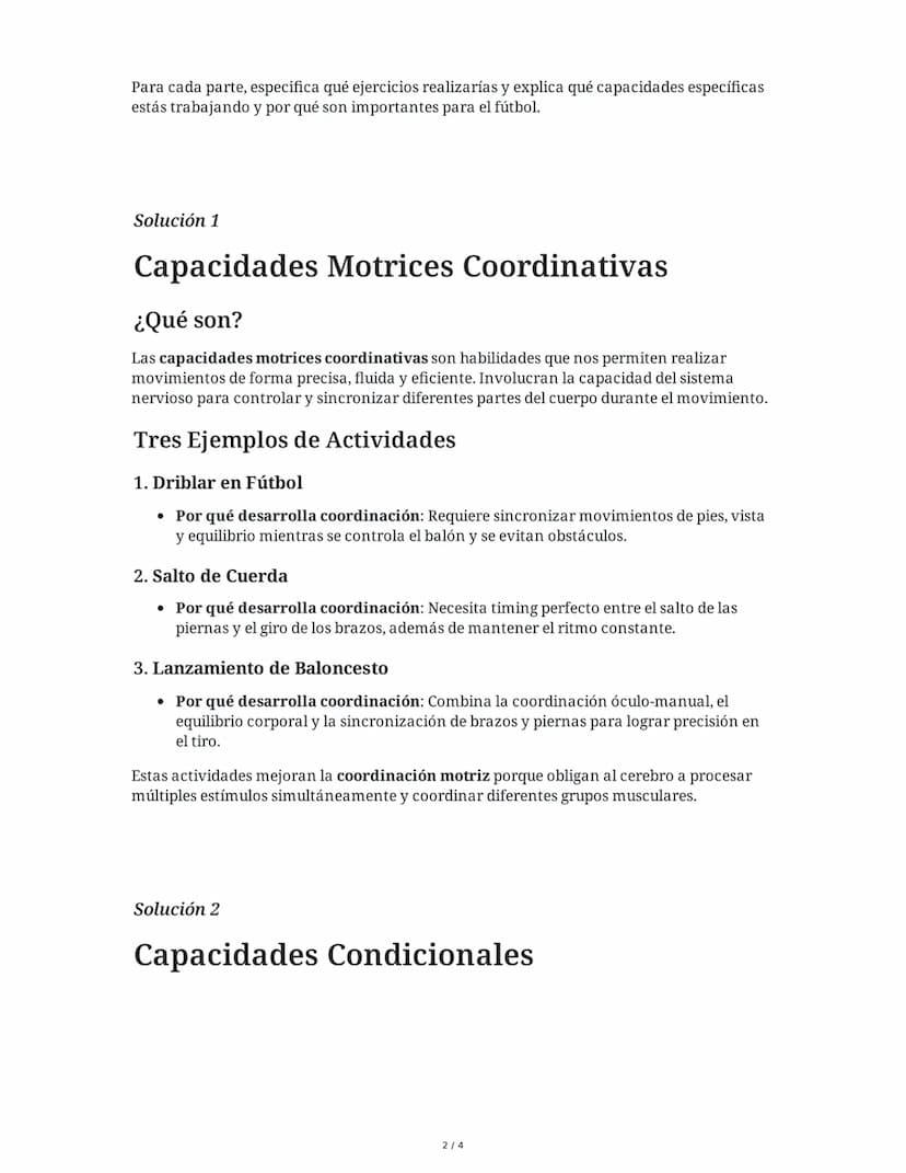 4 June 2025
Capacidades Motrices: Coordinativas vs.
Condicionales
Tarea 1
Análisis de Capacidades Motrices Coordinativas
Explica con tus pro