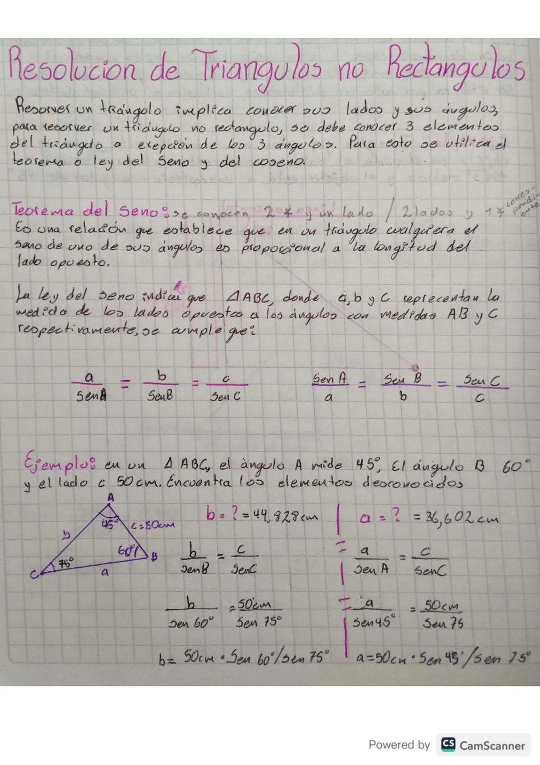 # Resolucion de Triangulos no Rectangulos
Resorver un triangolo iveplica conocer sus lados y sus ángulos,
para resorver un tridingado no re