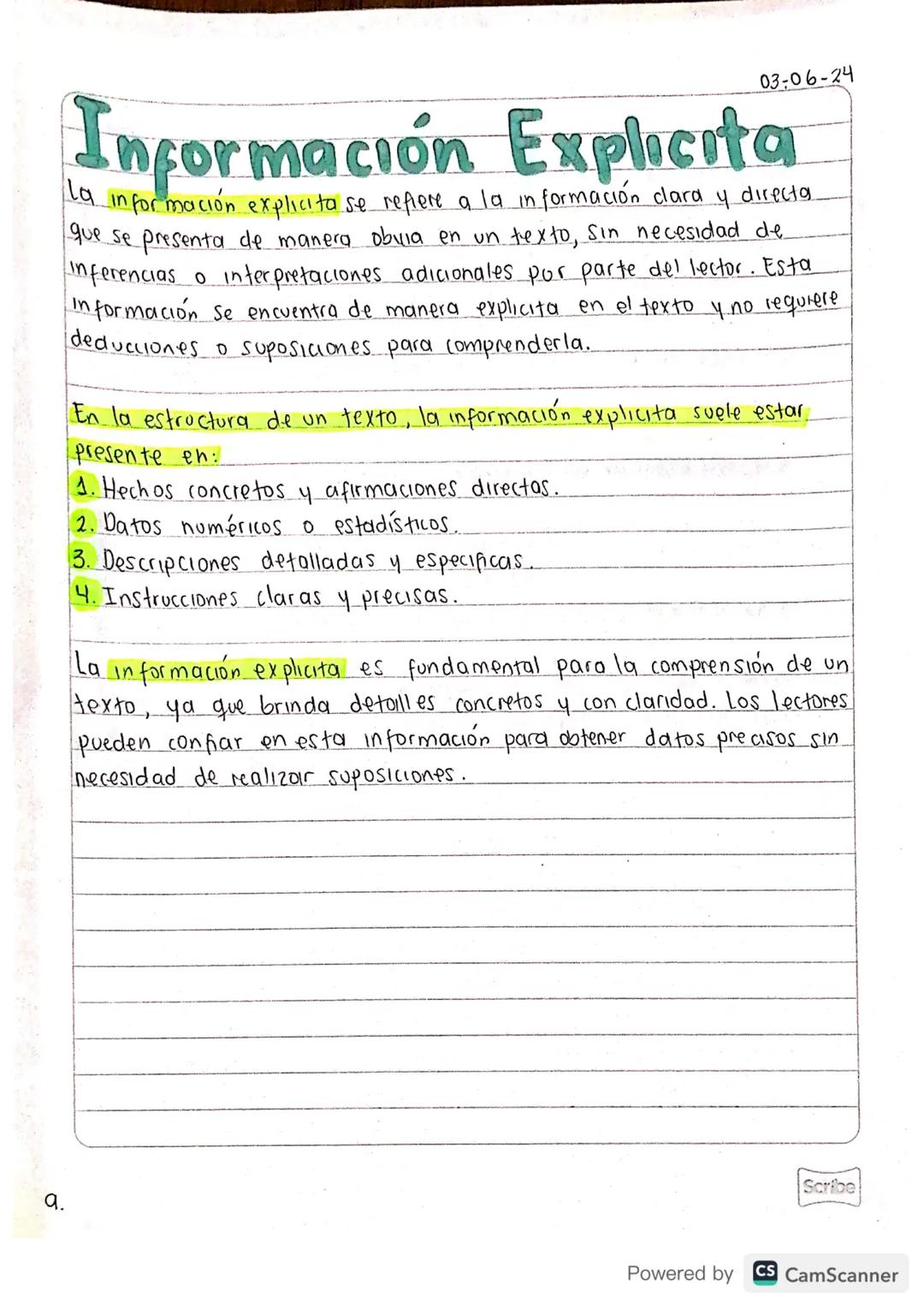 03-06-24
# Información Explicita
La información explicita se refiere a la información clara y directa
que se presenta de manera obuia en un