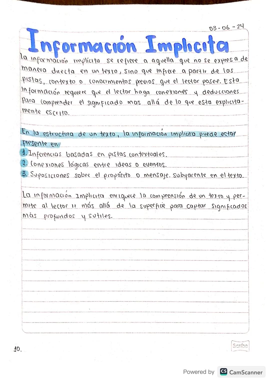 03-06-24
# Información Implicita
la información implícita se refiere a aquella que no se expres a de
manera directa en un texto, sino que in