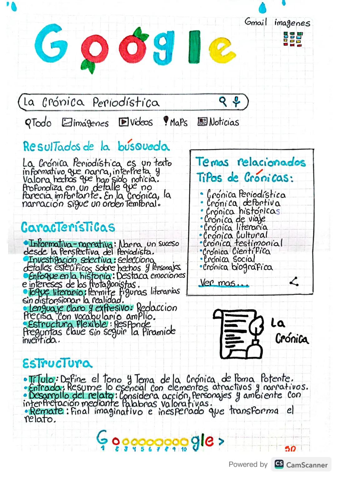 Google
La Crónica Periodística
오우
Todo imágenes Videos Maps Noticias
Resultados de la búsqueda.
La Crónica Periodística es un texto
inform