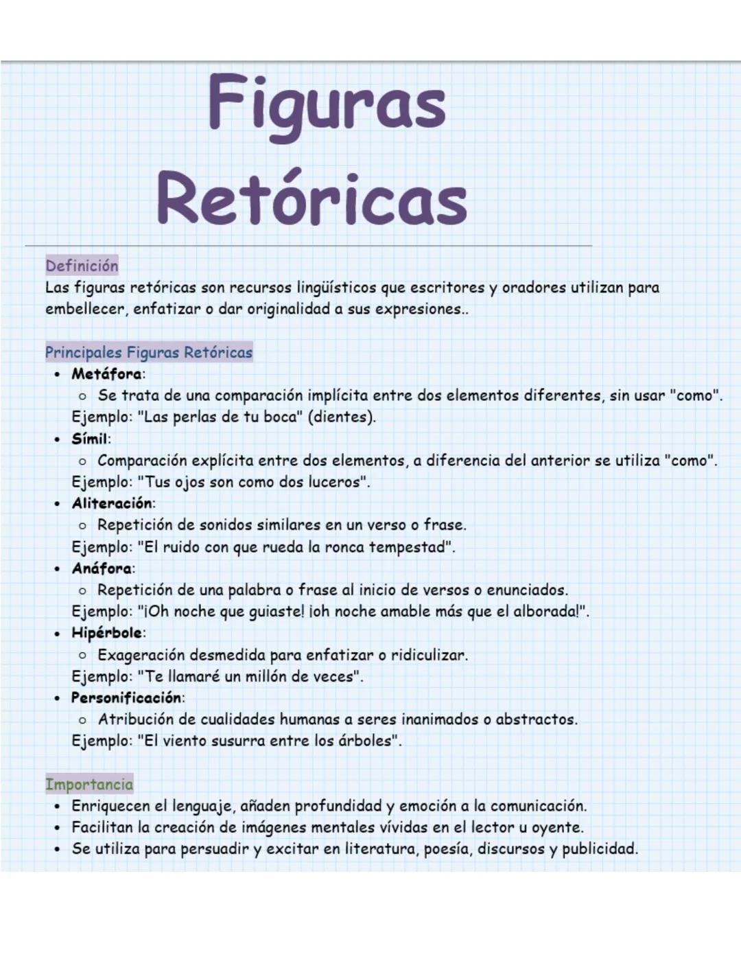 Figuras
Retóricas
Definición
Las figuras retóricas son recursos lingüísticos que escritores y oradores utilizan para
embellecer, enfatizar o