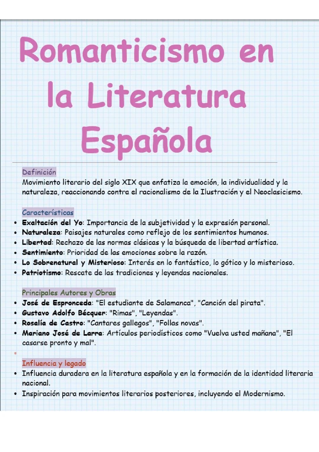 Romanticismo en la Literatura Española