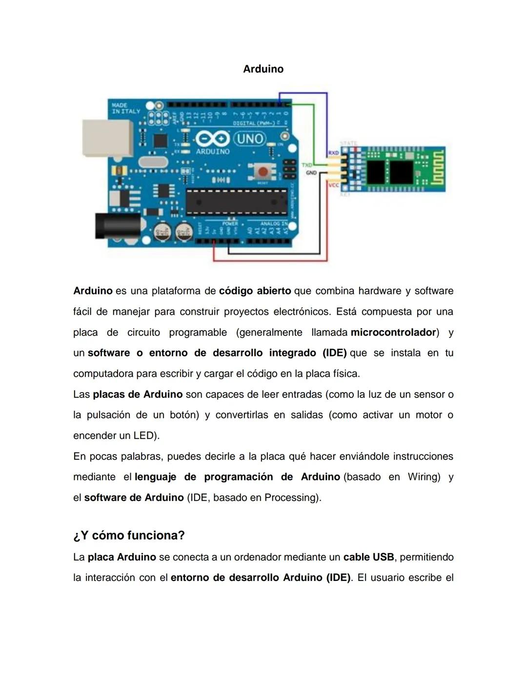 MADE
IN ITALY
Arduino
DIGITAL (PWM)
O UNO
ARDUINO
POWER
ANALOG IN
222232
RXD
TXD
GNO
www
Arduino es una plataforma de código abierto que com