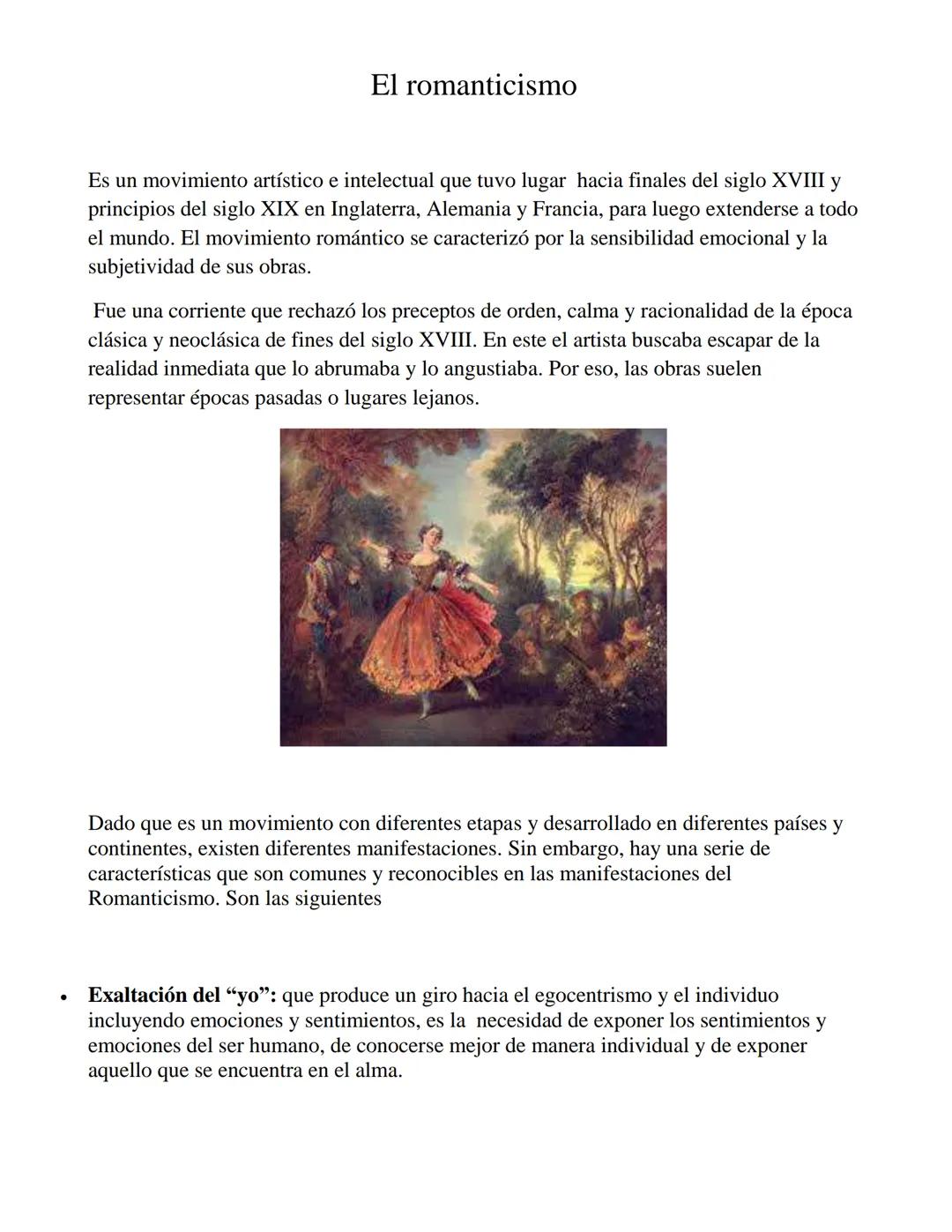 # El romanticismo
Es un movimiento artístico e intelectual que tuvo lugar hacia finales del siglo XVIII y
principios del siglo XIX en Ingla