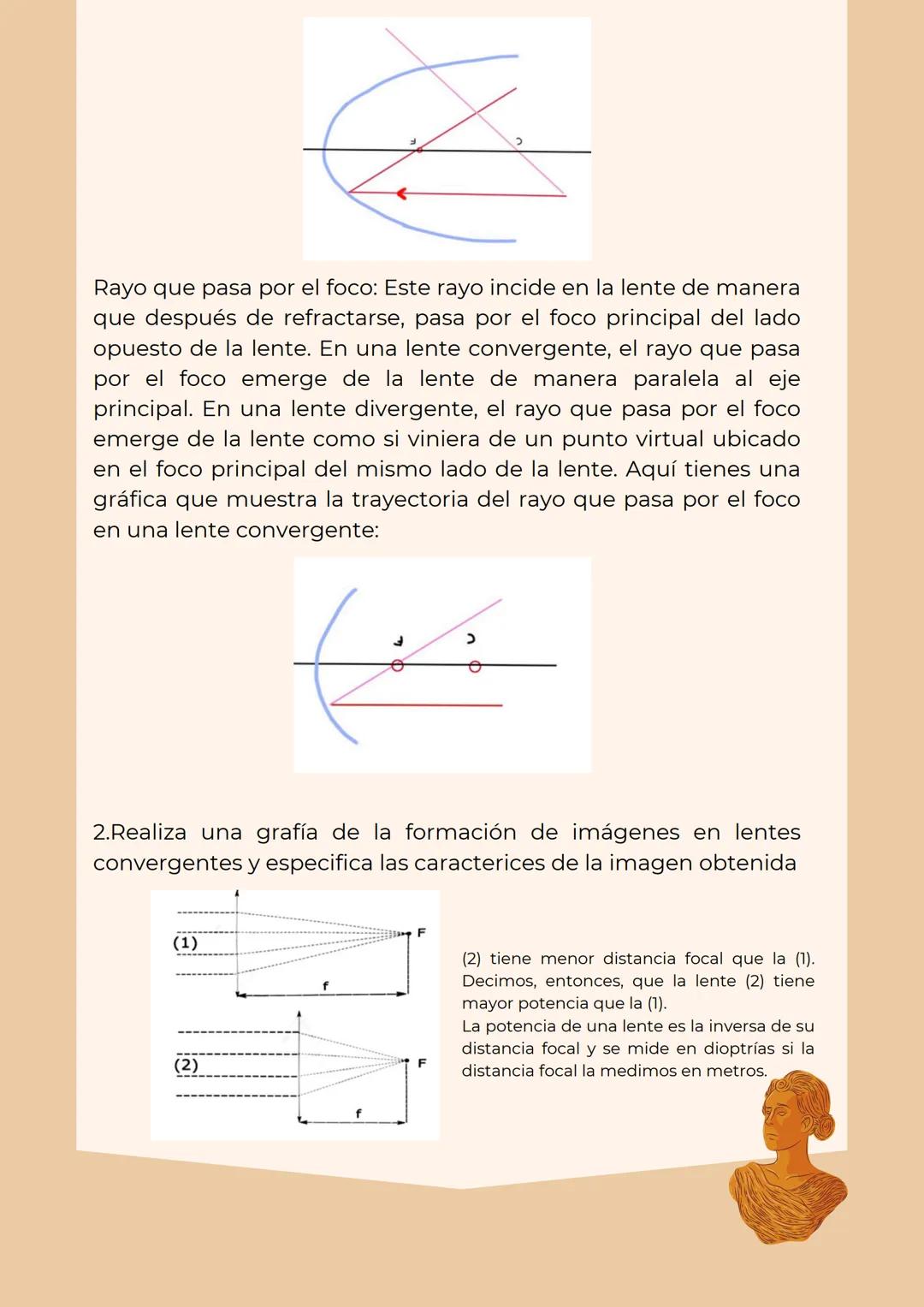 # IENTES
. Investiga y realiza las gráficas de los principales rayos notables
en cada una de los lentes
Los principales rayos notables en