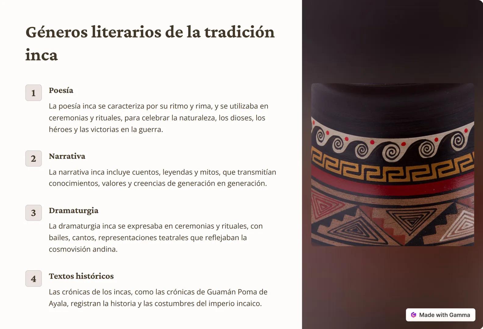 # La literatura inca: una
ventana a la
cosmovisión andina
La literatura inca, también conocida como literatura quechua, representa
la expre