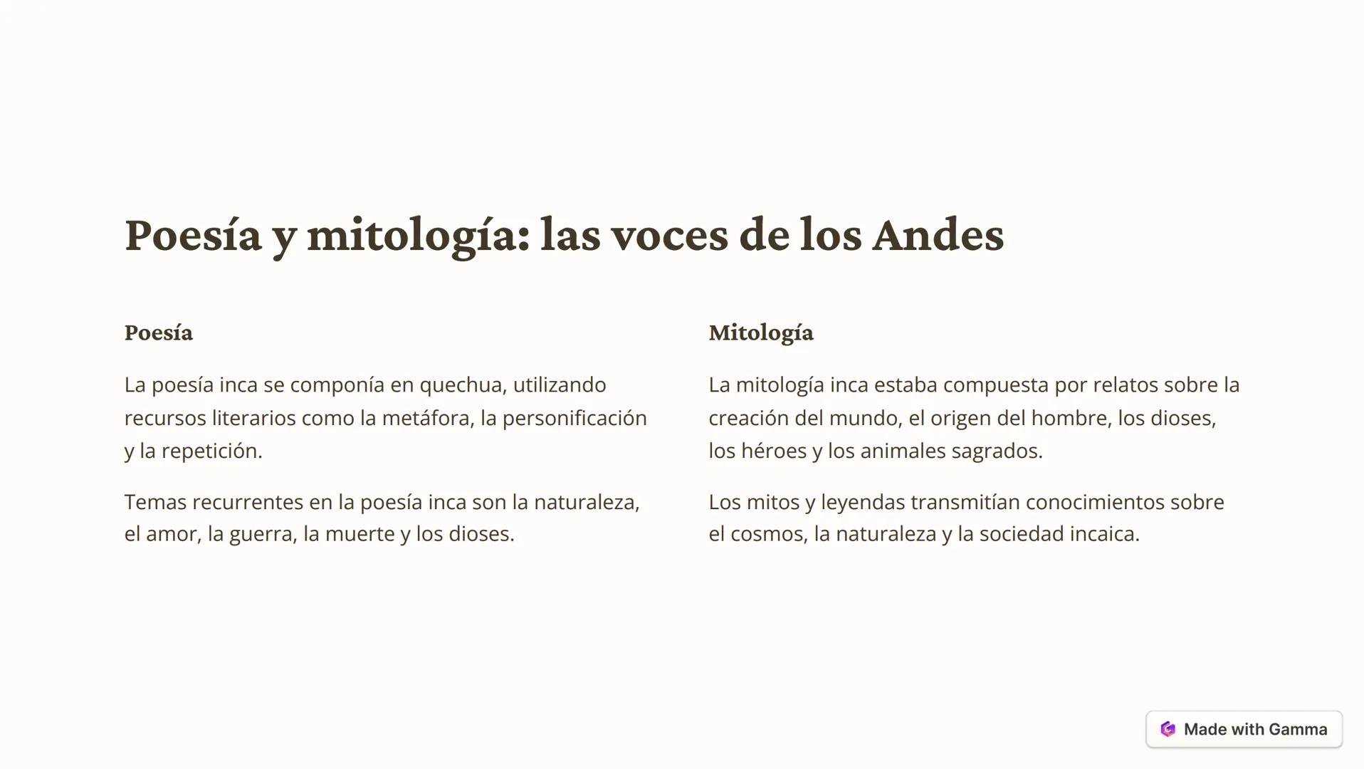 # La literatura inca: una
ventana a la
cosmovisión andina
La literatura inca, también conocida como literatura quechua, representa
la expre
