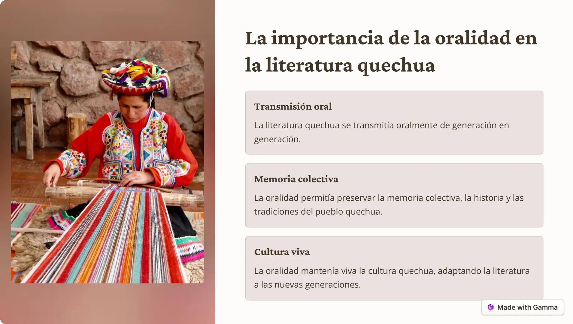 # La literatura inca: una
ventana a la
cosmovisión andina
La literatura inca, también conocida como literatura quechua, representa
la expre