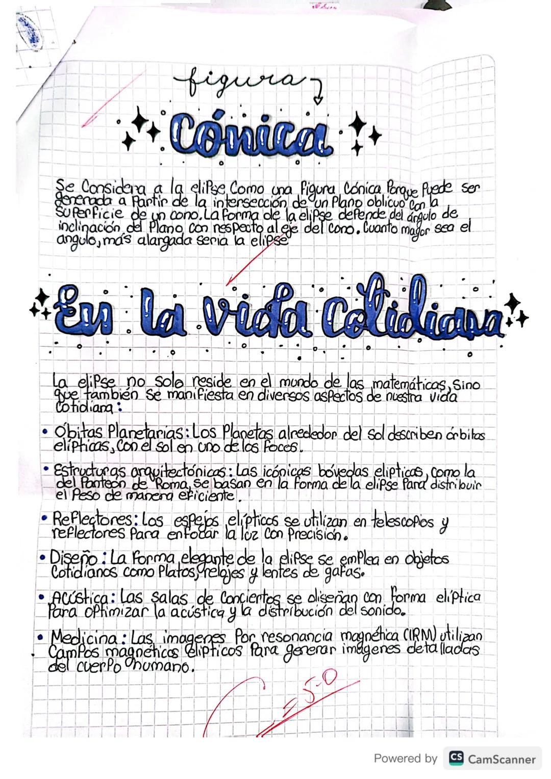 I la clipse's
*¿Qué gon?*
Una elipse es una figura geométrica Plana y Cerrada.
que resulta
de la intersección de un cono con un Plano que no