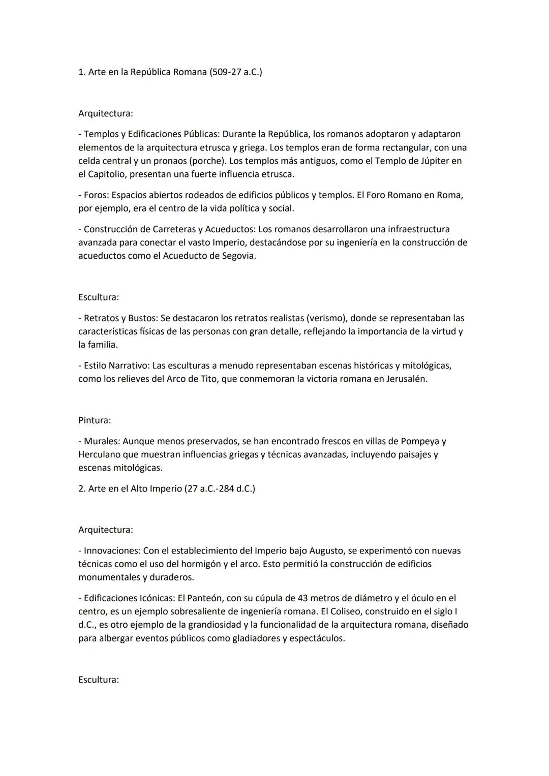 1. Arte en la República Romana (509-27 a.C.)
Arquitectura:
- Templos y Edificaciones Públicas: Durante la República, los romanos adoptaron y