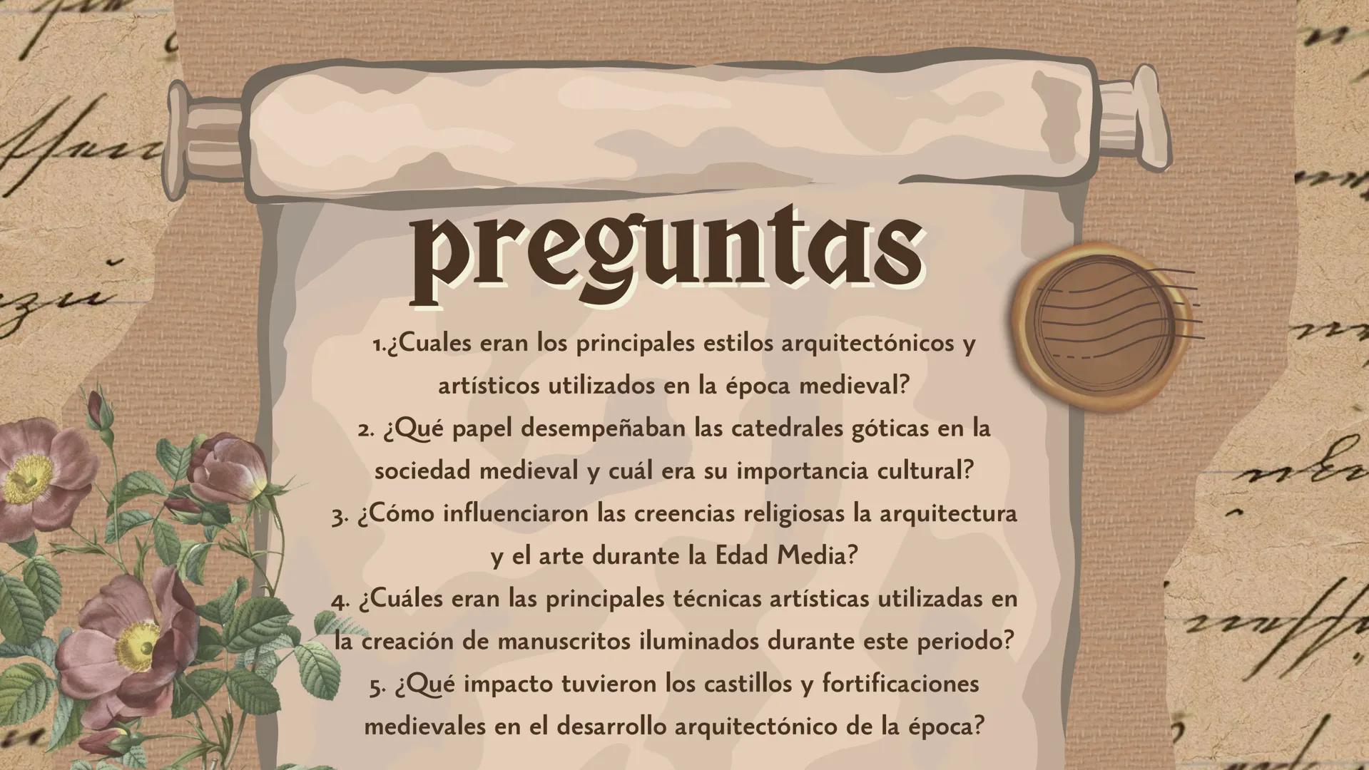 Arte y
arquitectura
medieval
Jerónimo Suárez,Gilena
Herrera, Juan David chaparro
e Isabel pájaro preguntas
1.¿Cuales eran los principales es