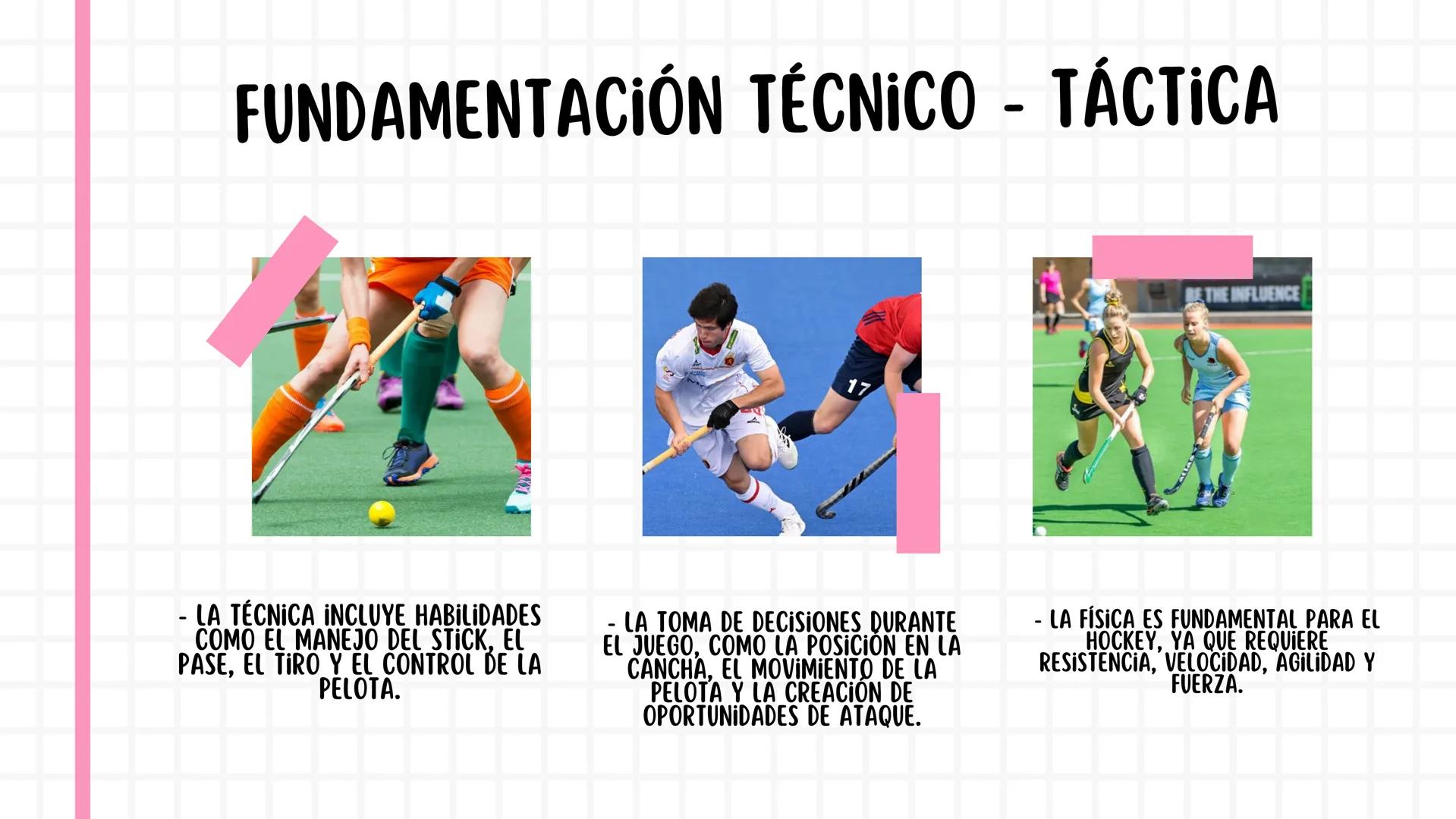 María Alejandra Díaz Ramírez
HISTORIA Y
FUNDAMENTACIÓN
DEL HOCKEY CONTENIDO
01.
Historia
04. Reglamento
02. Fundamentación 05. Elementos
03.